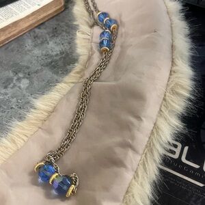 Chic Silver Necklace with Blue Beads